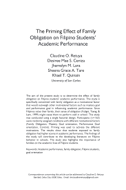 Pdf The Priming Effect Of Family Obligation On Filipino Students Academic Performance