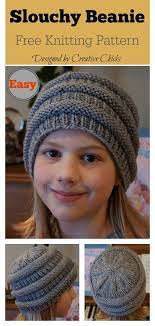 Easy Slouchy Beanie Hat Free Knitting Pattern Knitting Patterns Free Hats Beanie Knitting Patterns Free Knitted Hats Kids