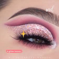 Pink Glittery Eyes Makeup Look Tutorial Glittery Eye Makeup Creative Eye Makeup Pink Eye Makeup