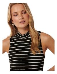Forever New Madeline Mock Neck Top in Black