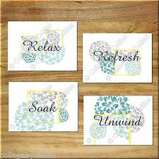 Achieve a harmonious balance in your bathroom with the. Home Garden Yellow And Gray Bathroom Wall Art Picture Prints Floral Damask Soak Relax Unwind Home Decor Posters Prints