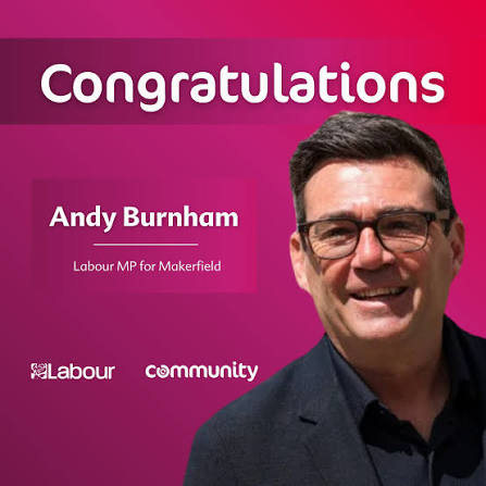 Congratulations to @burnham4makerfield on his win in the Makerfield by- election. Community was delighted to campaign for the Labour Party and Andy.  We know he will be a strong voice for his constituents