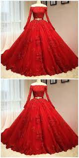 Custom Made Red Lace Prom Dress Long Sleeves Evening Dress Off The Shoulder Party Gown Luxury Beaded Prom Dress H Red Ball Gowns Red Lace Wedding Dress Gowns