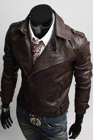 Men S Brown Motorcycle Leather Jacket Men Slim Fit Jacket Korean Style Biker Jacket Leather Jacket Men Leather Jacket Slim Fit Jackets