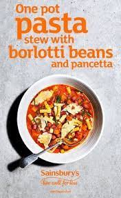 Recipe One Pot Pasta Stew With Borlotti Beans And Sainsbury S Recipe Cooking On A Budget Cheap Family Meals Easy Meals For Two
