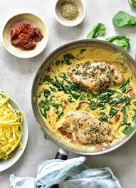 Chicken with an utterly addictive creamy sun dried tomato sauce! Tuscan Chicken In Creamy Sun Dried Tomato And Spinach Sauce