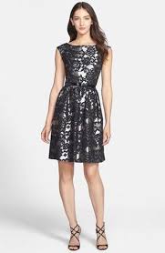 Eliza J Metallic Jacquard Fit Flare Dress Size 12 Floral Silver Black Elizaj Partycocktail Fashion Holiday Fashion Nordstrom Dresses