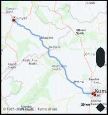 There are 3 ways to get from ghana to kumasi by plane, bus or car. What Is The Distance From Sunyani Ghana To Kumasi Ghana Google Maps Mileage Driving Directions Flying Distance Fuel Cost Midpoint Route And Journey Times Mi Km