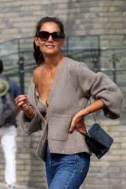 Her first look was a black and pink floral. From Cashmere Bras To Kit Flops How Katie Holmes Became A Stealth Ny Influencer British Vogue