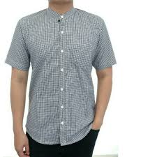 Baju koko pria lengan pendek. Kemeja Pria Motif Kotak Kecil Hitam Putih Baju Cowok Lengan Pendek Kerah Shanghai Shopee Indonesia