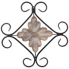 Farmhouse distressed metal wall decor features a distressed metal background with a lipped border and distressed black text. Rustic Scroll Medallion Metal Wall Decor Hobby Lobby 1955905