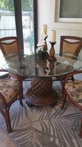 1) due to the light and screen difference, the *colors may slightly differ between junior and oversized types***, pineapple print cotton linen. Best Glass Top Table With Solid Wooden Pineapple Base With 4 Custom Chairs For Sale In Mount Dora Florida For 2021