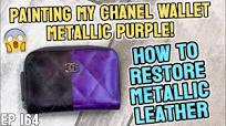 PAINTING MY CHANEL WALLET METALLIC PURPLE! HOW TO RESTORE METALLIC LEATHER | EP 164 HD 720p