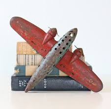 Vintage Metal Airplane Toy Metal Plane Etsy Airplane Toys Toy Plane Vintage Metal
