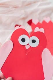 If you are using the heart card template as a stencil, trace the shape on construction paper. Owl Heart Shape Paper Craft Diy Valentine S Day Cards