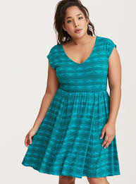 Geo Print V Neck Jersey Skater Dress Dresses Torrid Dresses Casual Dresses