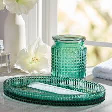 Green glass bath accessories, vanityh peacook blue bathroom set teal blue bathroom accessories. 2 Piece Glass Bath Accessory Set By Drew Barrymore Flower Home Green Walmart Com Walmart Com