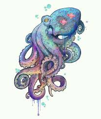 Gorgeous Colors Octopus Art Print Octopus Drawing Octopus Art