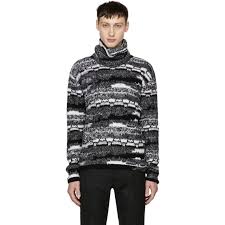 Black And White Striped Turtleneck Mens Saint Laurent Black White Wide Neck Turtleneck Roll Neck Sweater Turtle Neck Sweaters