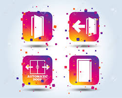 Truetype font we have about (26,501) free truetype font sort by popular first in (1/1657) pages. Automatic Door Icon Emergency Exit With Arrow Symbols Fire Royalty Free Cliparts Vectors And Stock Illustration Image 110380577