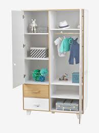Armoire 2 Portes 2 Tiroirs Hopla Blanc Vertbaudetdimensions L 105 X H 180 X P 55 Cm Chambre A Coucher En Bois Moderne Modele Placard Placard En Bois