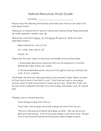 Natural Resources Study Guide