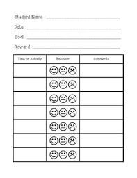 Smiley Face Behavior Chart Worksheets Teaching Resources Tpt