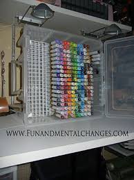 Ultimate Copic Storage Using Egg Crate Ceiling Tiles Found At Hardware Store Dowel Rods Adhesive Squares Marker Storage Pen Storage Craft Room Organization