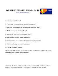 It is also a useful starting point for further research, as it covers american indian and settler history, as well as contemporary western films and country music. Western Movies Trivia Quiz Trivia Champ