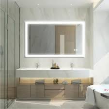Boyel Living 40 In W X 24 In H Frameless Rectangular Led Light Bathroom Vanity Mirror In White Ex 4024r B4 X E The Home Depot Led Mirror Bathroom Bathroom Design Luxury Bathroom Vanity Mirror