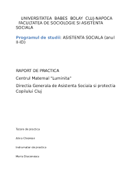 Doc Universitatea Babes Bolay Cluj Napoca Facultatea De Sociologie Si Asistenta Sociala Programul De Studii Asistenta Sociala Anul Ii Id Berciu Anamaria Academia Edu