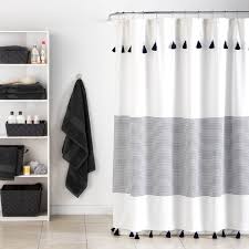 Black And Cream Shower Curtain Panama Stripe Shower Curtain In 2020 Striped Shower Curtains Black Shower Curtains Gray Shower Curtains