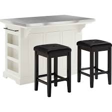 Kitchen island chairs set of 3. Crosley Kf30063wh Bk Julia Kitchen Island 2 Counter Stools Set In White Black Stainless Steel
