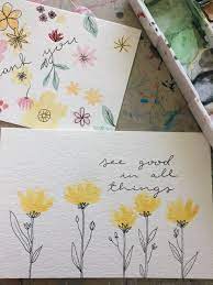 Give these 3 fun and easy diy watercolor cards a try! Flower Watercolor Painting Watercolor Cards Card Art Envelope Art