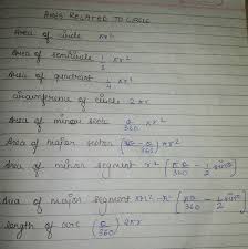 Give All The Formula Of Chapter Areas Related To Circle Brainly In