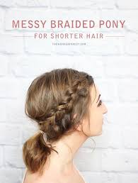 Messy Braided Ponytail For Shorter Hair Tutorial Wonder Forest Short Hair Ponytail Short Hair Tutorial Hair Styles