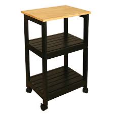 If your kitchen lacks counter space, invest in a kitchen island. Black Kitchen Trolley With Two Slatted Shelves
