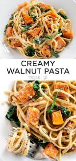 Creamy Walnut Pasta With Butternut Squash Spinach Simply Quinoa Recipe Vegan Pasta Recipes Butternut Squash Pasta Butternut Squash Spinach