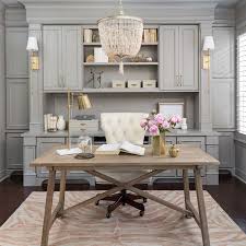 A boho home office with a white trestle desk, a rattan planter stand, a jute rug and boho decorations. 65 Best Home Office Design Ideas 2021 Decor Guide