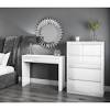 White glass chest of 3 drawers sideboard storage cabinet modern bedroom glam. 1