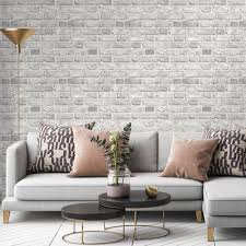 Battersea Brick Wall Effect Wallpaper Grey In 2020 Brick Wallpaper Living Room Brick Wallpaper Bedroom Living Room Wall Wallpaper