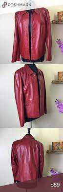 Nine West Red Leather Jacket Red Leather Jacket Leather Jacket Fashion