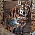 Rustic Aspen Lone Wolf 3D metal art with distressed timber frame, wildlife,  cabin, timber, steel, USA, American, decor, handmade, layered,