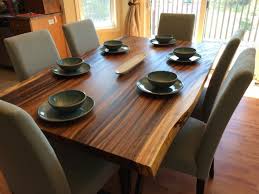 live edge dark acacia wood dining table