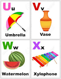 Larger cards can be displayed on the wall. Alphabet Printable Flashcards Collection With Letter U V W X Royalty Free Cliparts Vectors And Stock Illustration Image 62364475