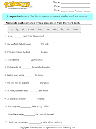 Choose The Preposition To Complete The Sentence Preposition Worksheets Prepositions English Grammar Worksheets