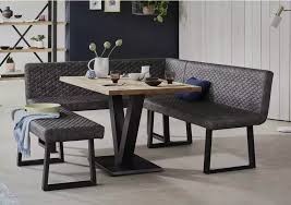 This allows you to keep dining accessories at hand in a neatly concealed space, while enjoying the rich black leather upholstery and curved corner seating. Compact Earth Dining Table Left Hand Facing Corner Bench And Low Dining Bench Dining Table Chairs Corner Dining Table Corner Dining Bench