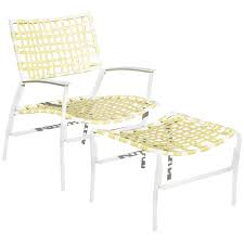 Quality aluminum strap furniture that withstands the test of time is perfect for hotels, hoa's or any venue to bring comfort and function to your outdoor area. Medallion Midcentury Aluminum Yellow Vinyl Strap Patio Lounge Chair And Ottoman For Sale At 1stdibs