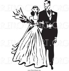 How to make black and white wedding clipart? Clipart Of A Retro Black And White Wedding Couple Walking Arm In Arm By Bestvector 1099