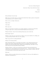 1 Interviewee: Michael Fitzgerald Interviewers: Maura Cronin, Ruth Guiry  Cagney Clarina 8th May 2015 Ruth and Michael: Social ch